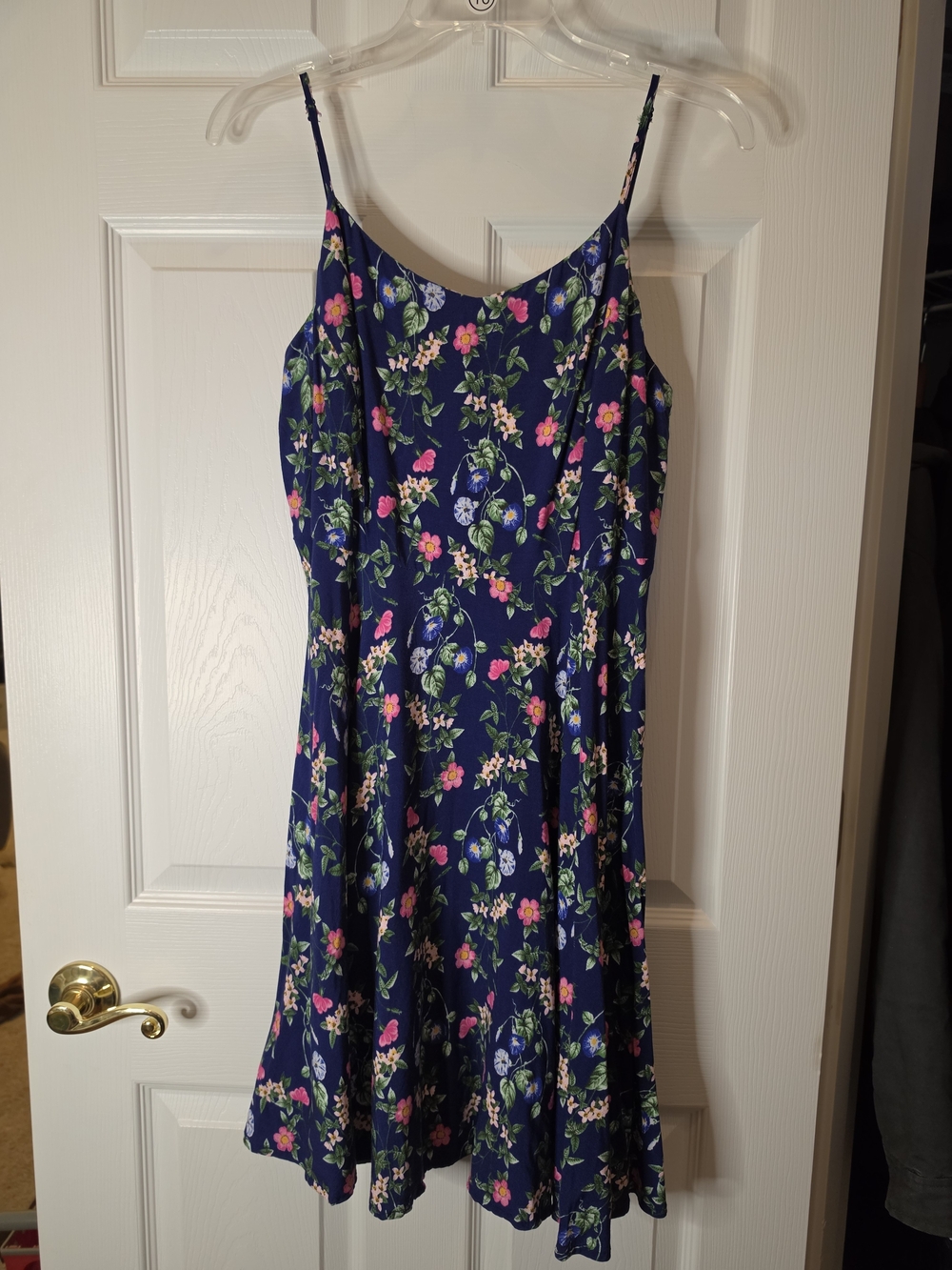 Old Navy Navy Floral Spaghetti Strap Sundress L 12-14 Rayon